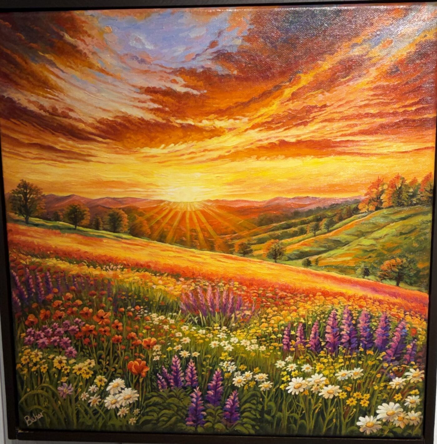 AMANECER COLOREADO, Acrílico sobre lienzo, 80 × 110 cm