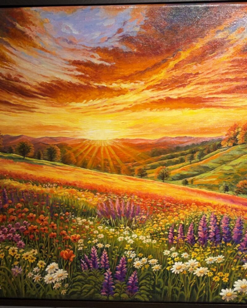 AMANECER COLOREADO, Acrílico sobre lienzo, 80 × 110 cm