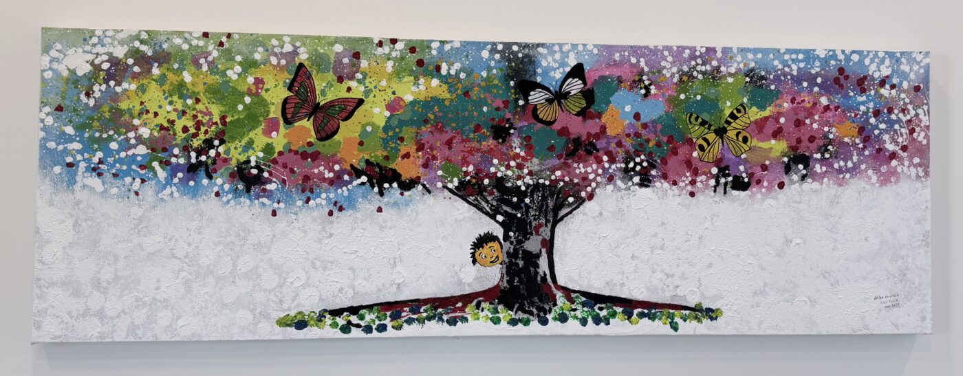 EL ÁRBOL DE LA ALEGRÍA, Acrílico sobre lienzo, 120 × 70 cm