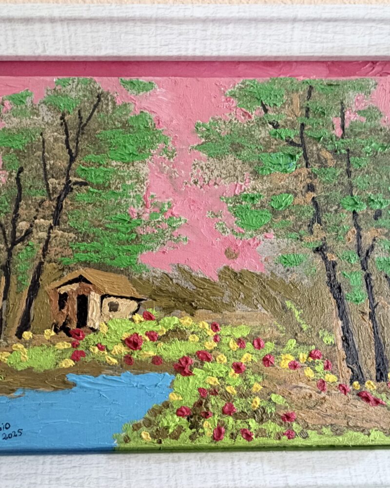 EL JARDIN DE LA CASA ESCONDIDA (óleo), Óleo sobre lino, 34 × 28 cm