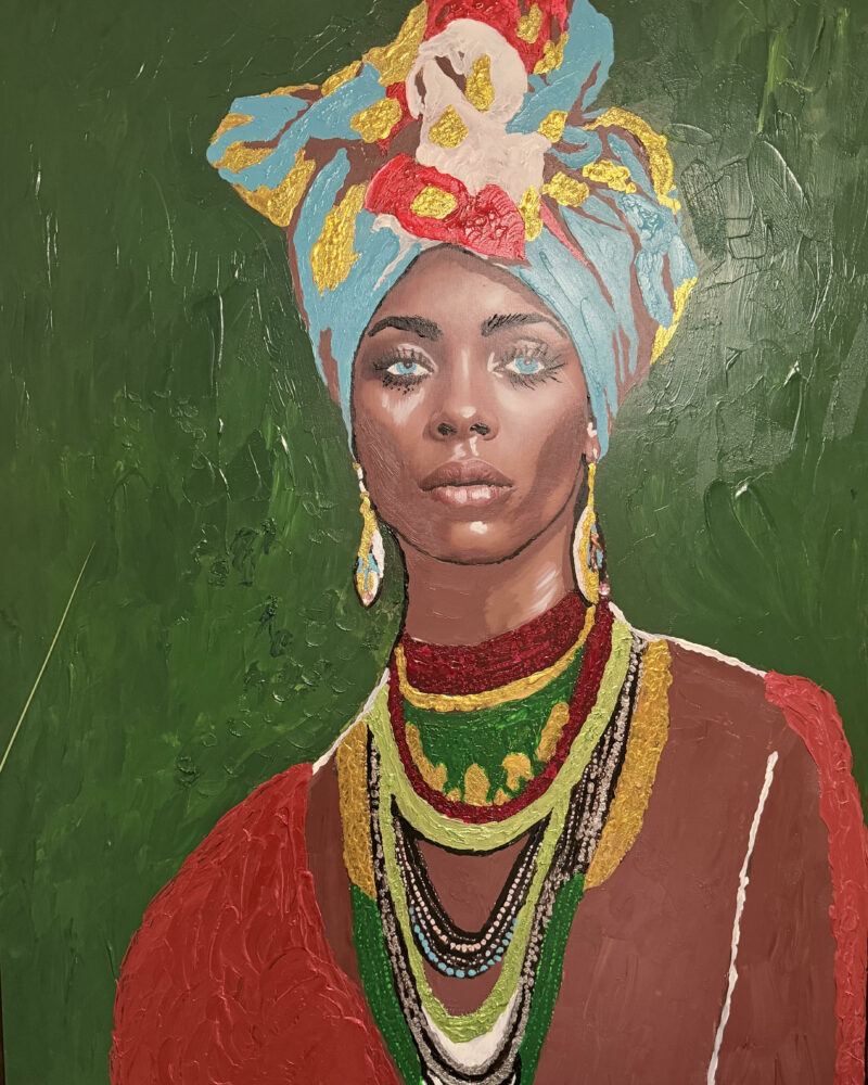 LA GUARDIANA DE SUS RAíCES, Acrílico sobre lienzo, 73 × 98 cm