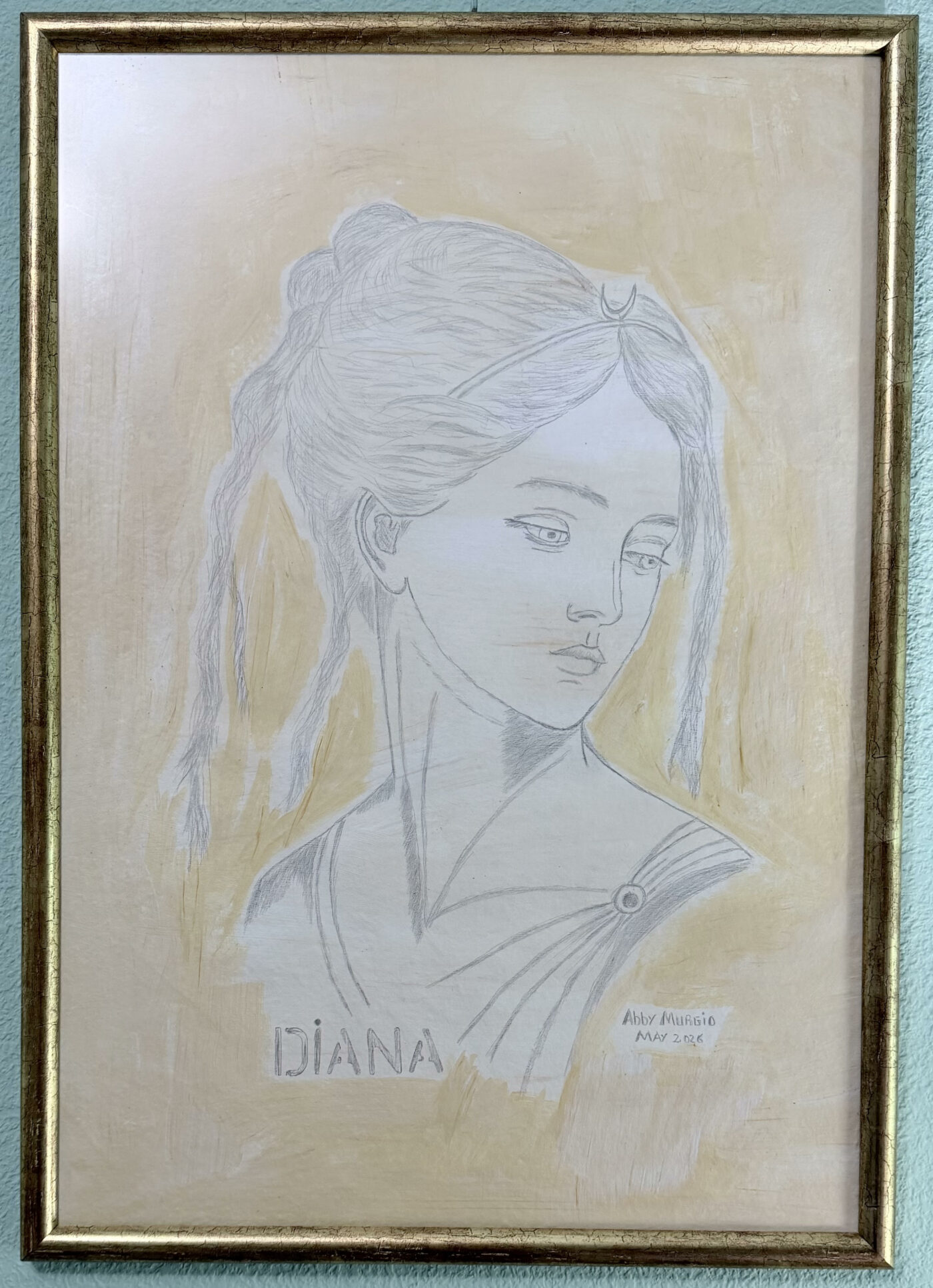 DIANA (inspiracion renancentista) PUNTA DE PLATA, Dibujo con Punta de Plata, 44 × 67 cm