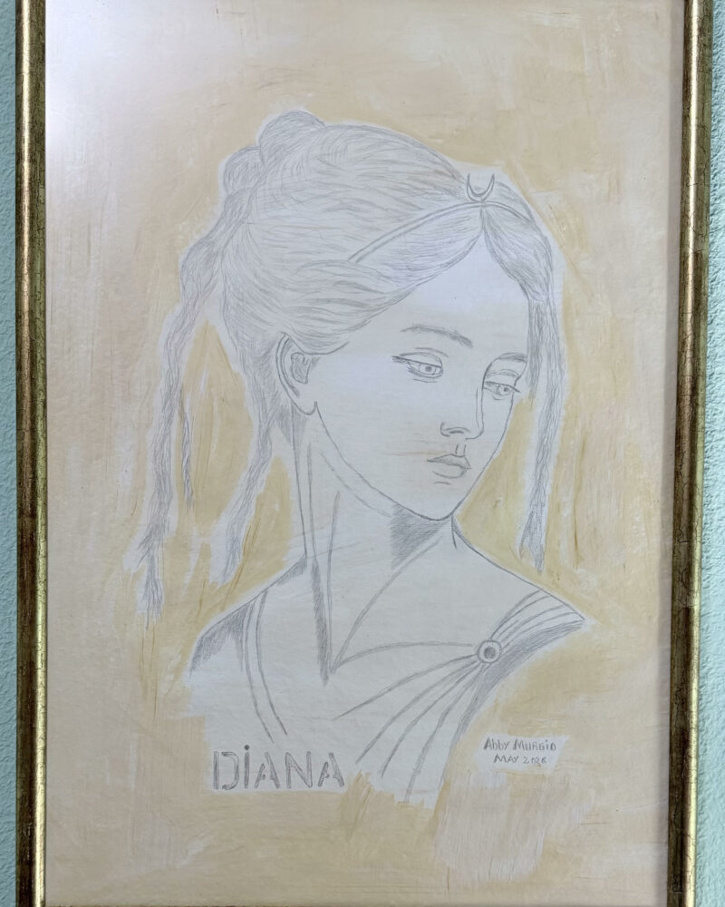 DIANA (inspiracion renancentista) PUNTA DE PLATA, Dibujo con Punta de Plata, 44 × 67 cm