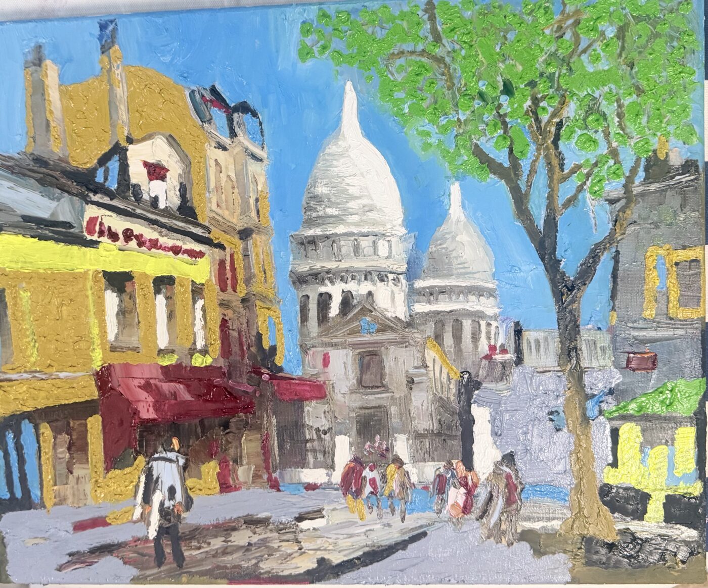 CAMINO AL SACRÉ-COEUR, Óleo sobre lienzo, 40 × 40 cm