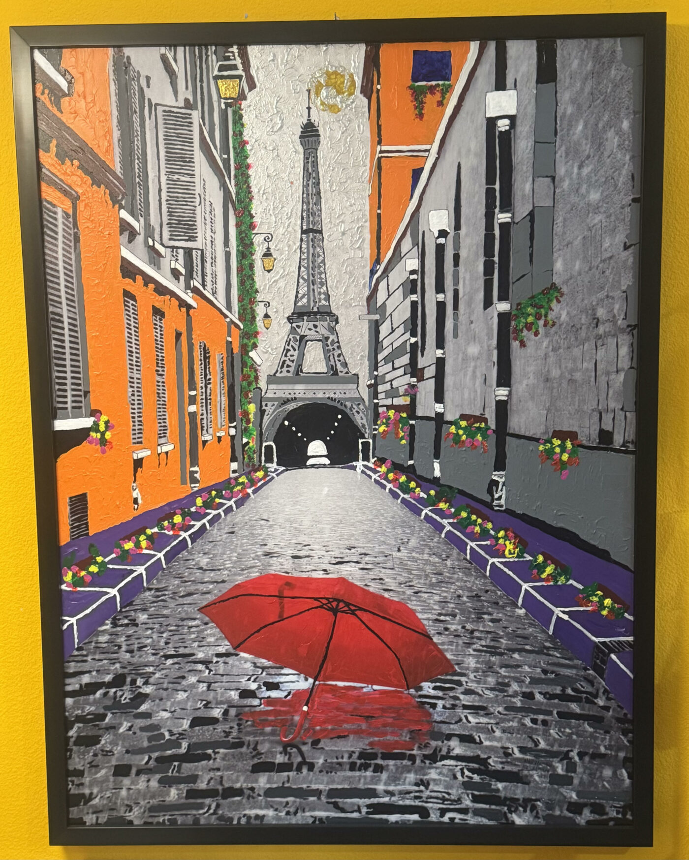 PARÍS BAJO LA LLUVIA -París in the RAIN, Acrílico sobre lienzo, 110 × 120 cm