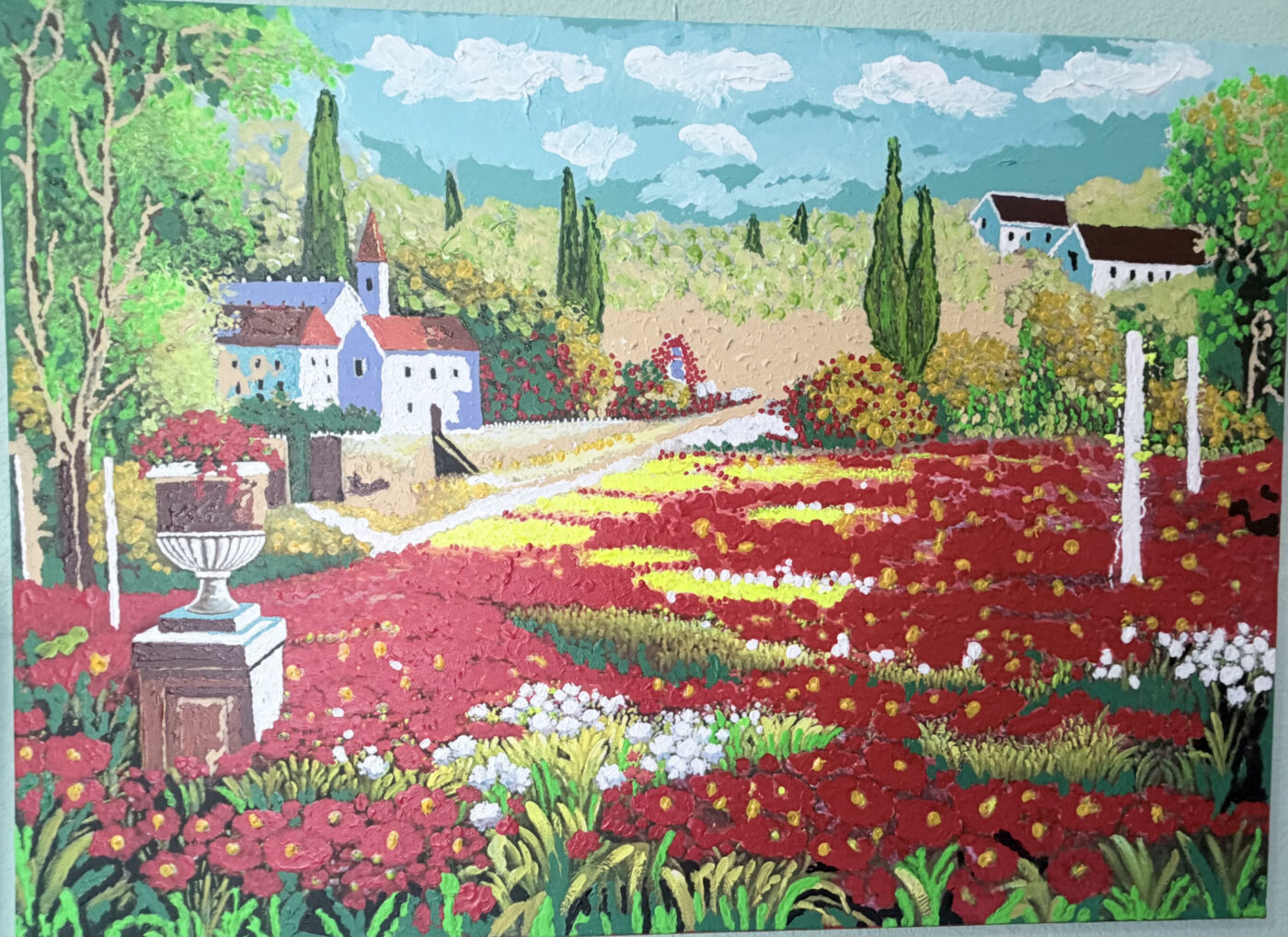 EL JARDIN DE LOS DIAS FELICES, Acrílico sobre lienzo, 70 × 50 cm