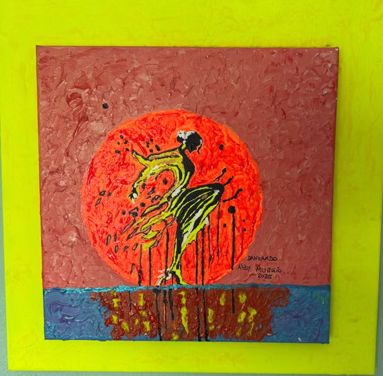 Danzando, Acrílico sobre lienzo, 40 × 40 cm
