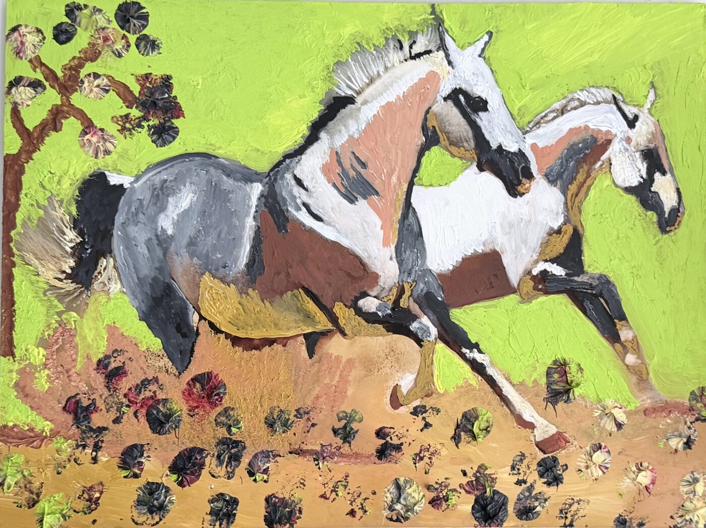 DONDE GALOPA LA LIBERTAD, Óleo sobre lienzo, 40 × 40 cm