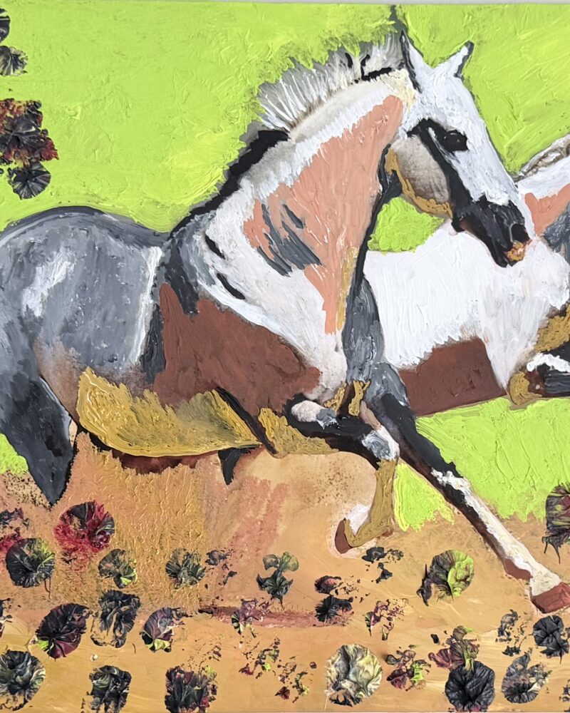 DONDE GALOPA LA LIBERTAD, Óleo sobre lienzo, 40 × 40 cm