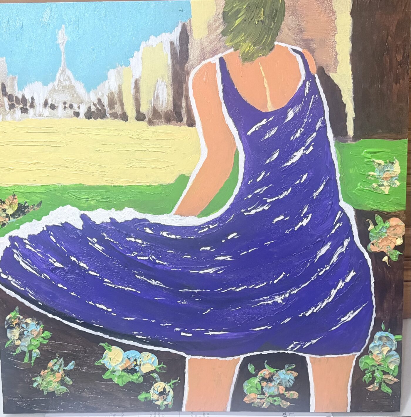 EL VUELO DE SU VESTIDO, Acrílico sobre lienzo, 50 × 50 cm