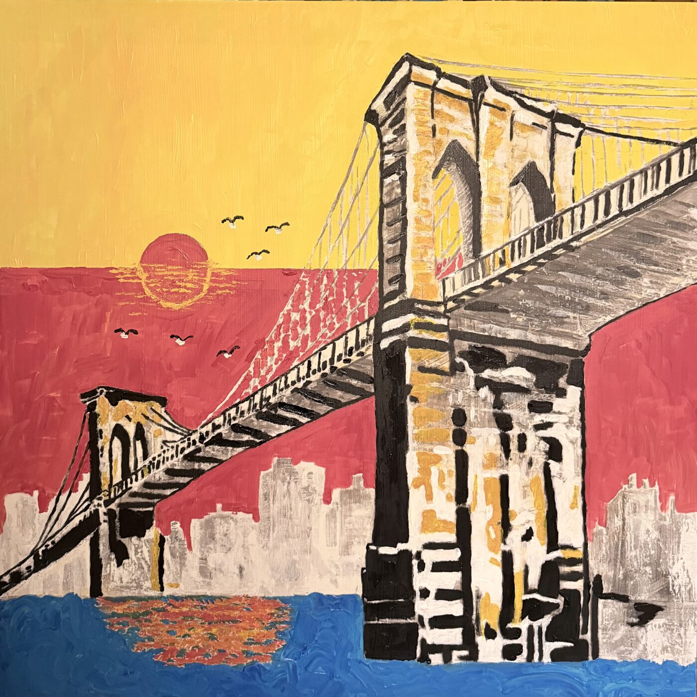 Donde la luz une las orillas, Acrílico sobre lienzo, 50 × 70 cm